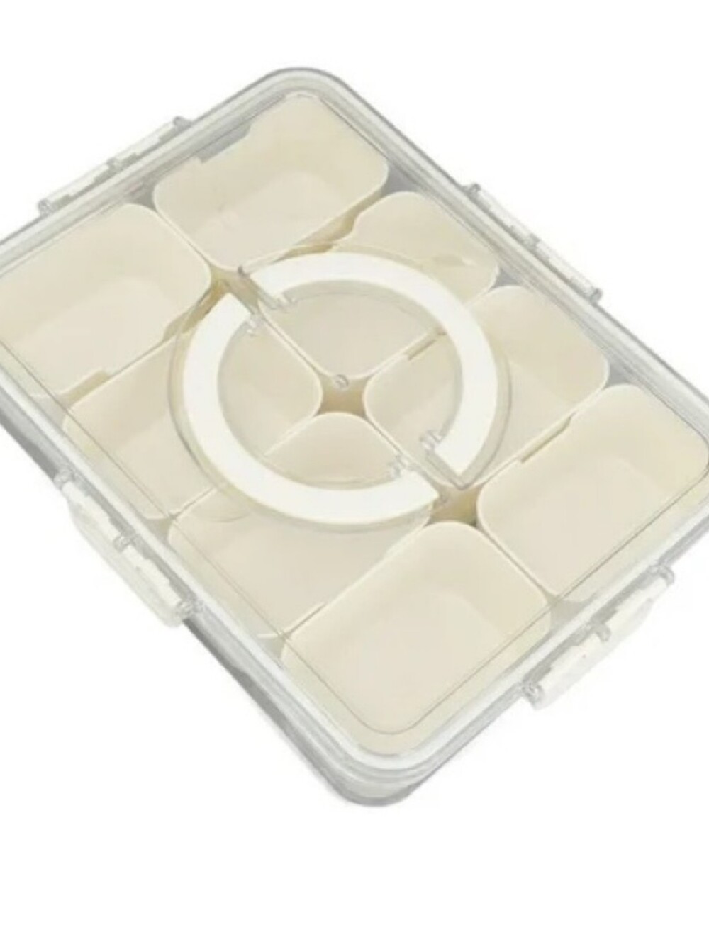 Divided Serving Tray with Lid and Handle, Snackle Box Charcuterie Container
